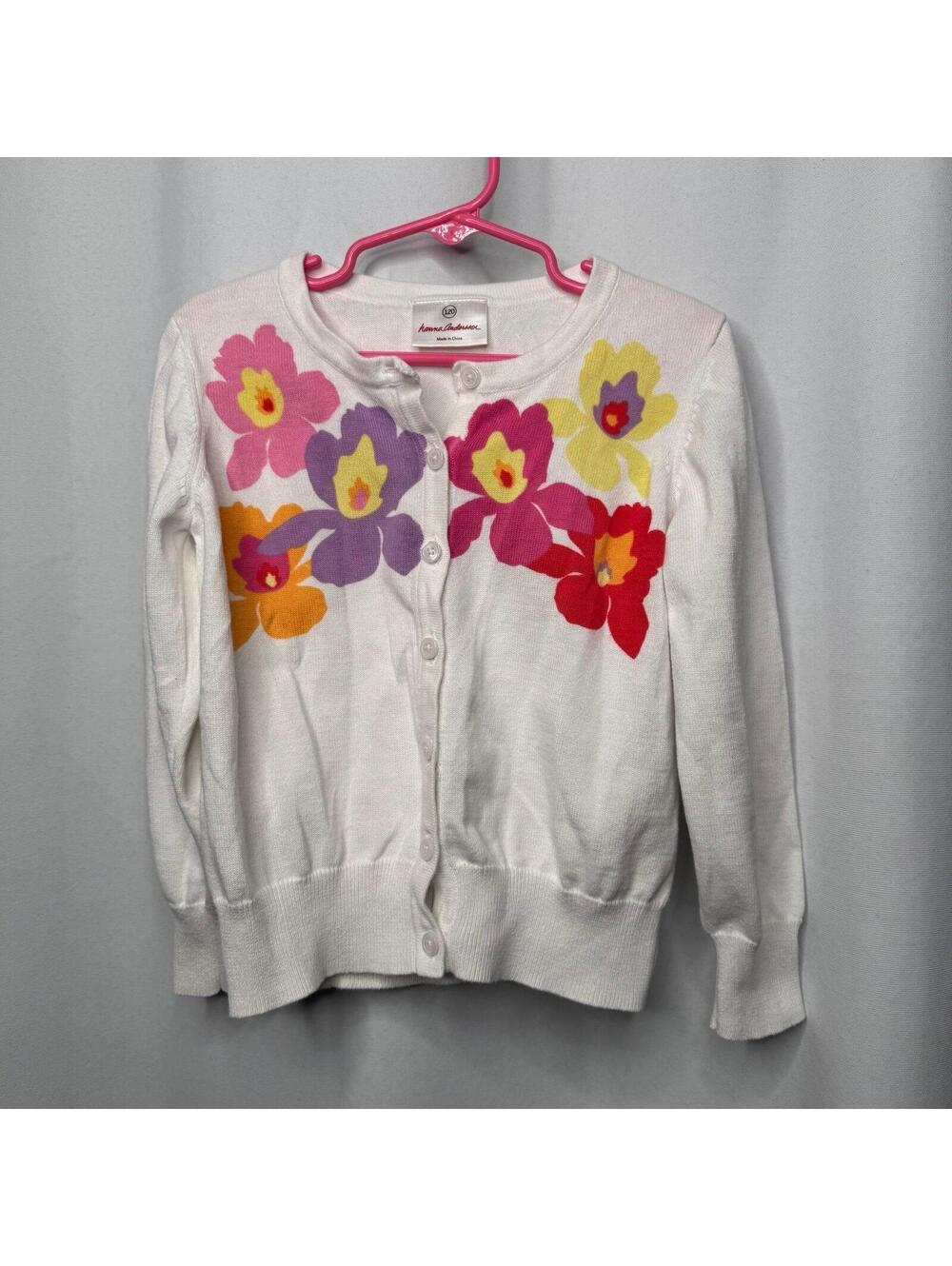 Hanna Andersson white floral button Cardigan